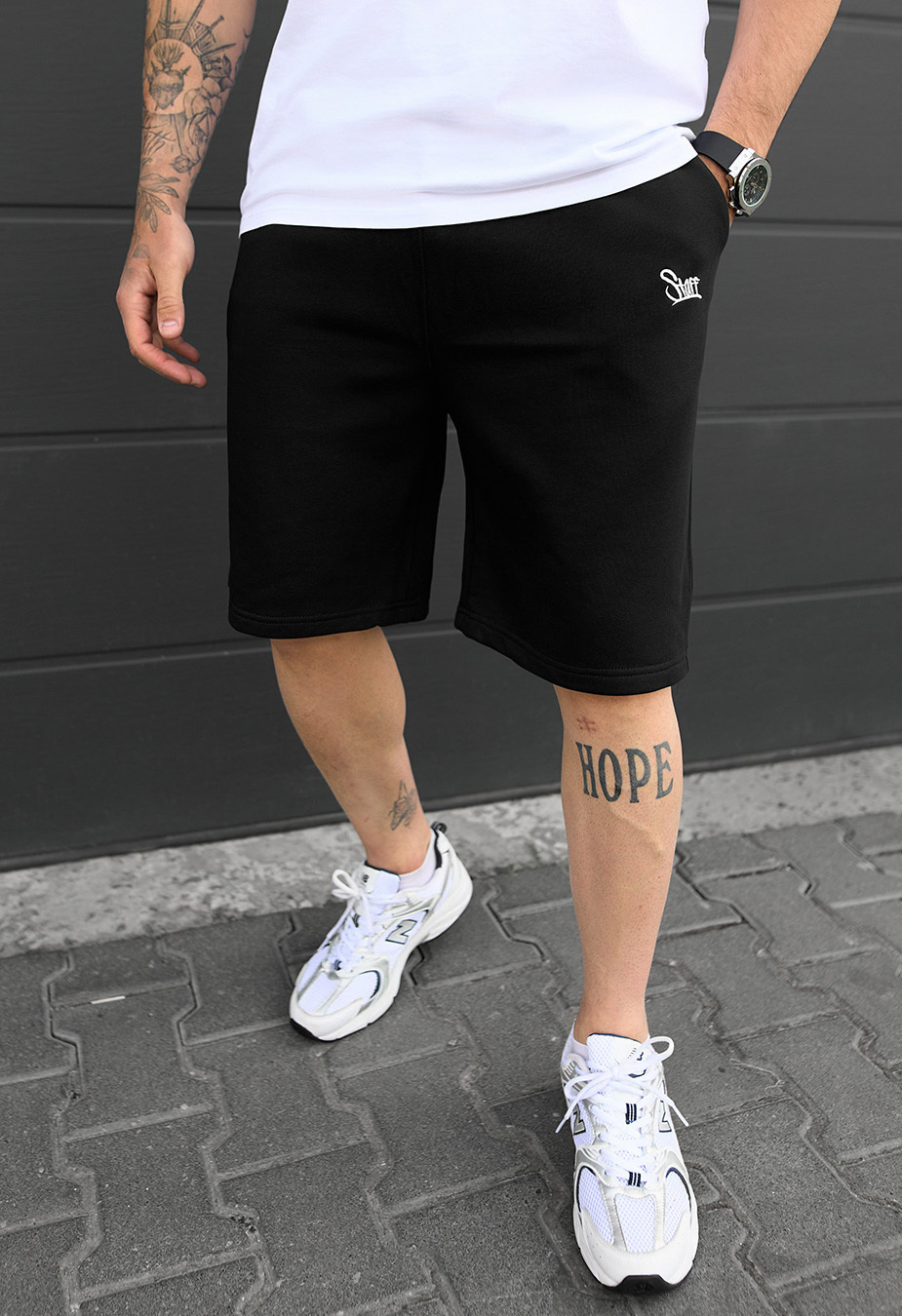Pantaloni scurți tricotați Staff nes black logo