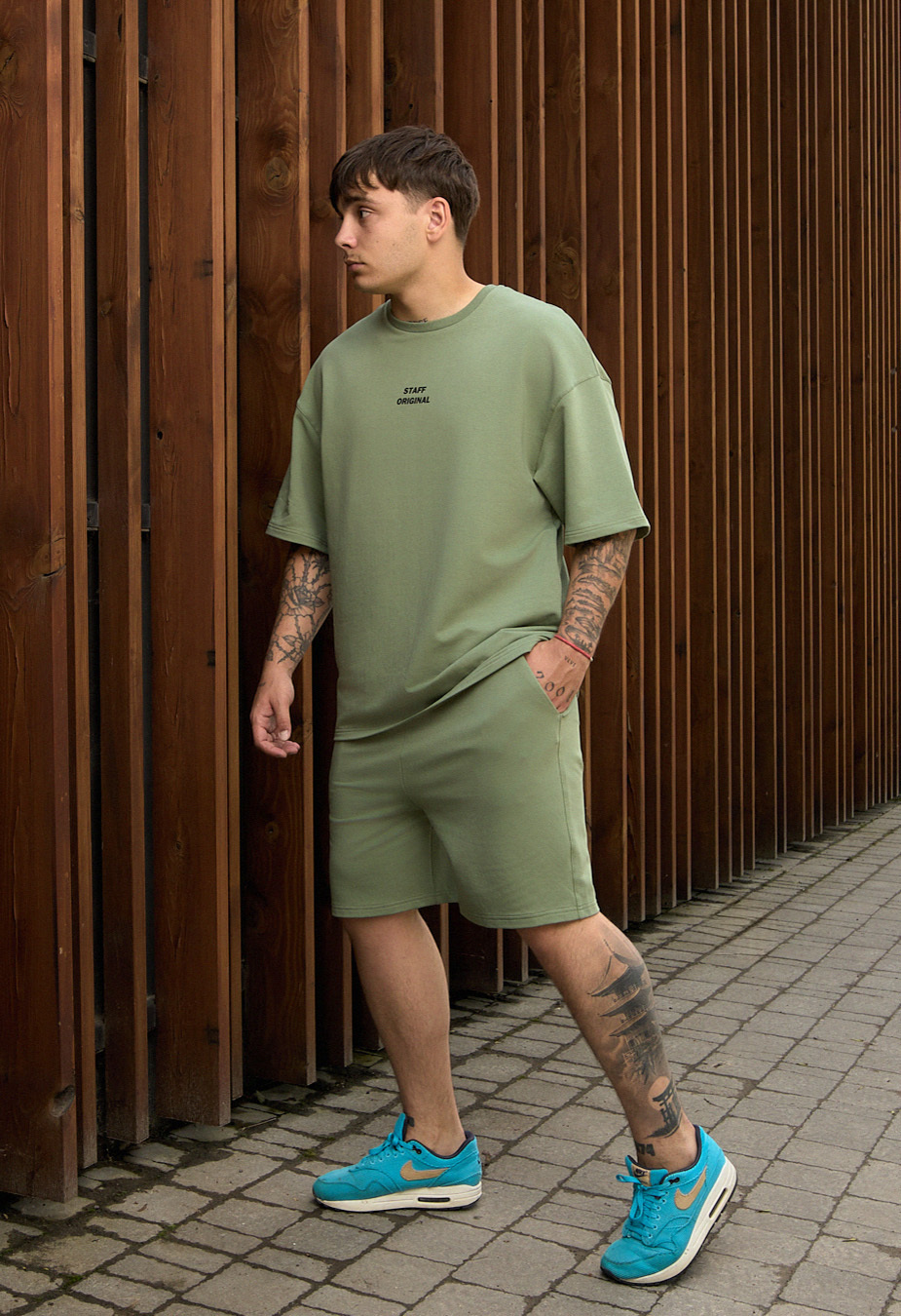 Set de vară tricou + pantaloni scurți Staff no green oversize