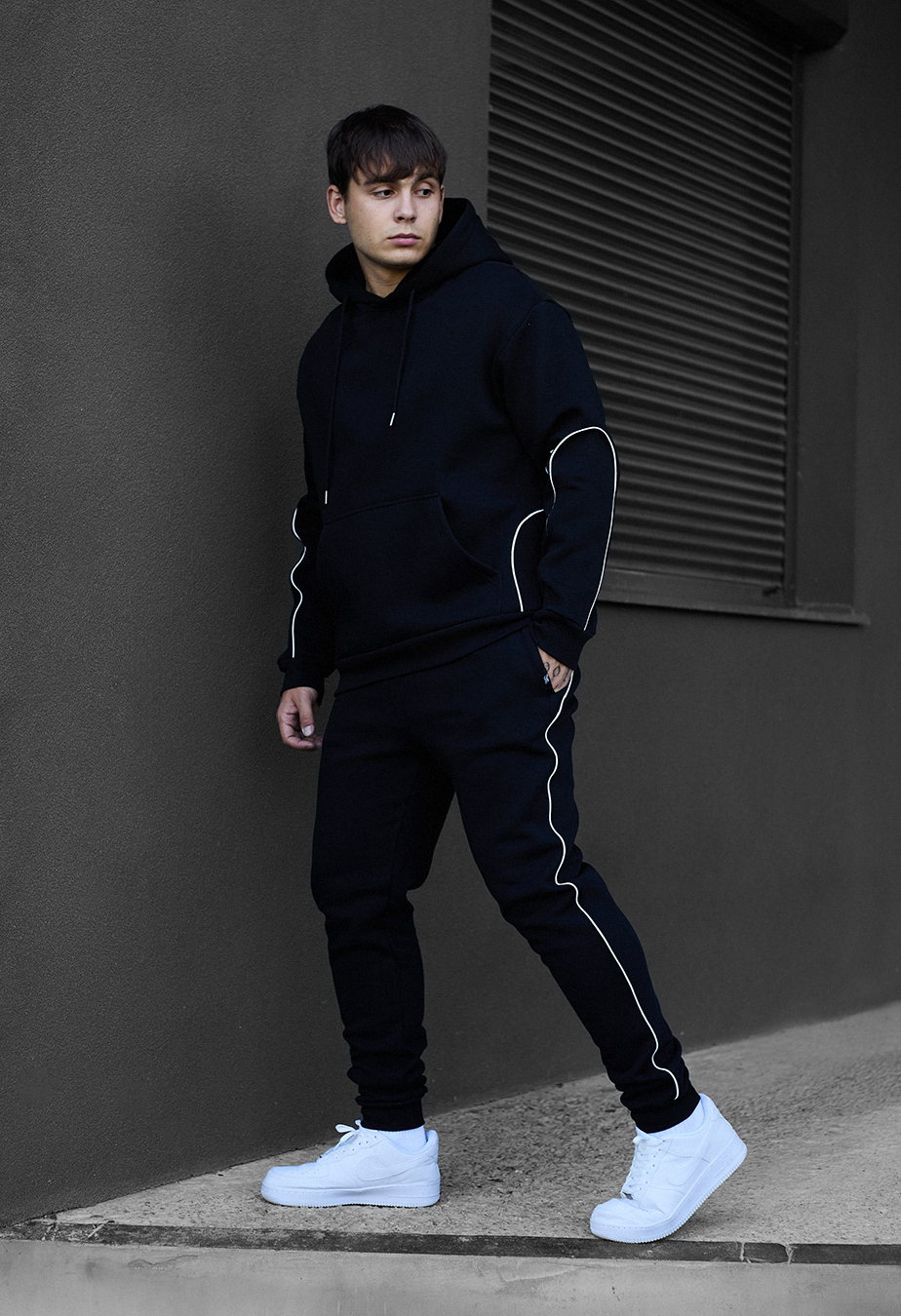 Costum de trening Staff kant black logo oversize fleece