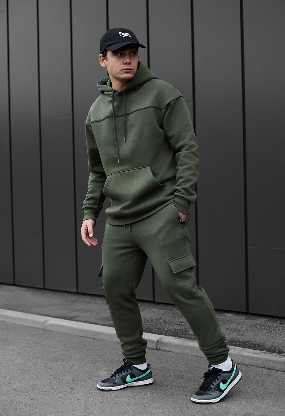 Costum de trening Staff col khaki cargo cant fleece