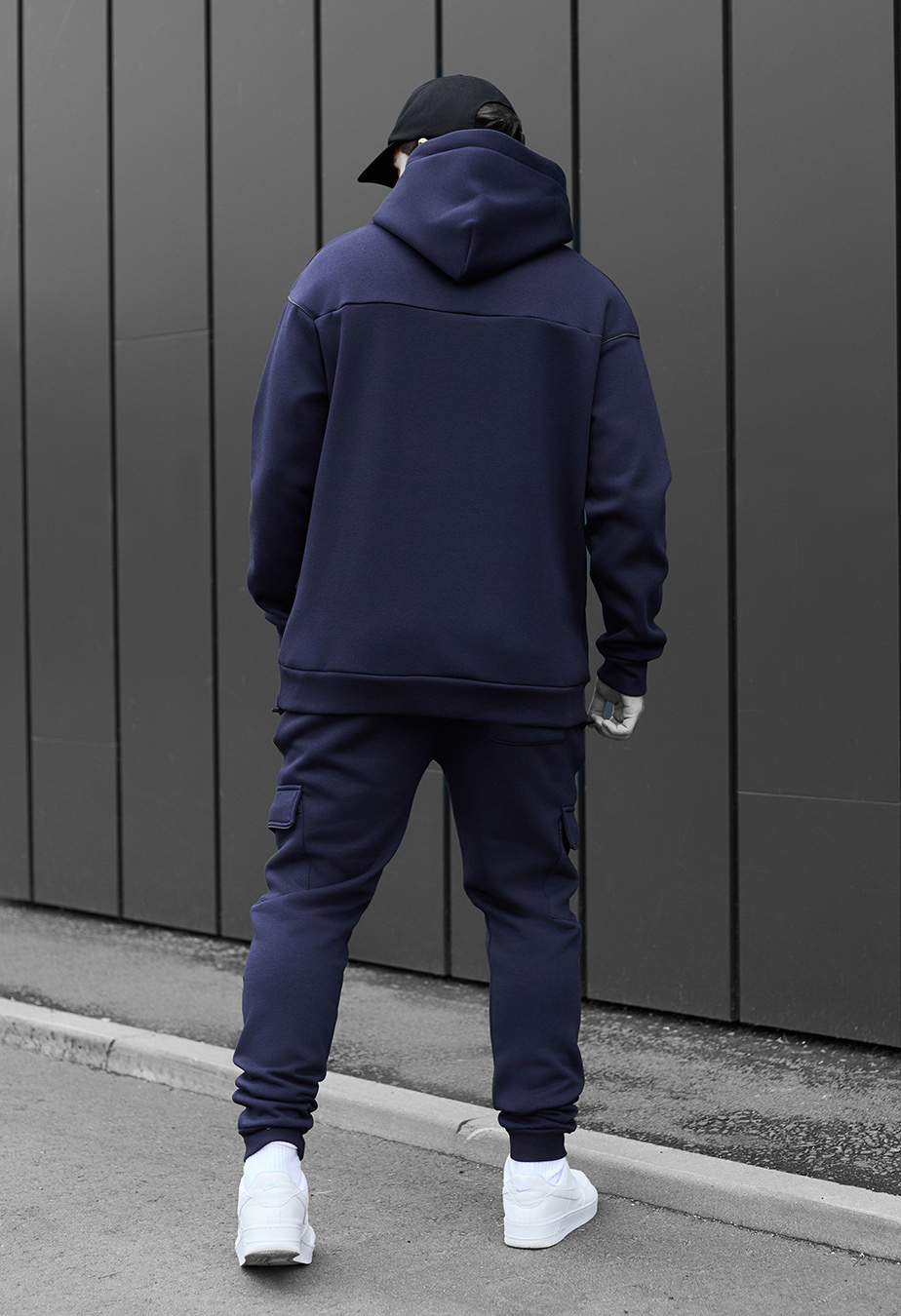 Costum de trening Staff col navy cargo cant fleece