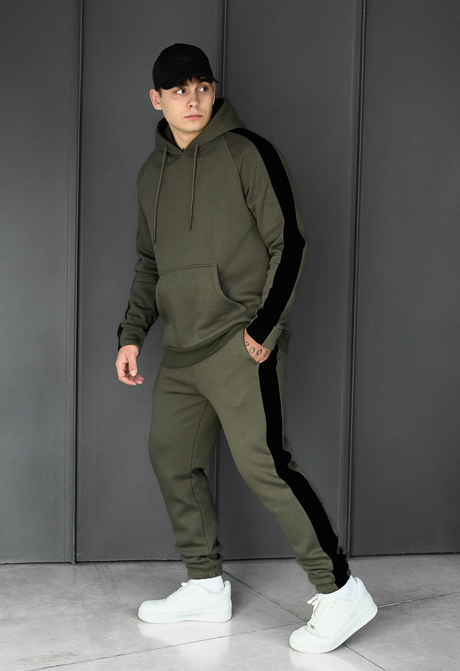Costum de trening Staff lo khaki & black fleece