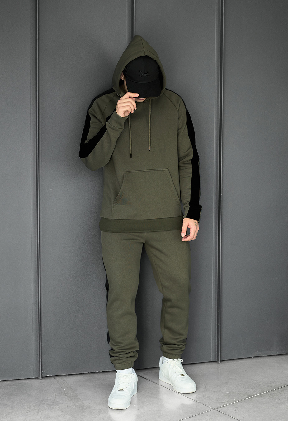 Costum de trening Staff lo khaki & black fleece