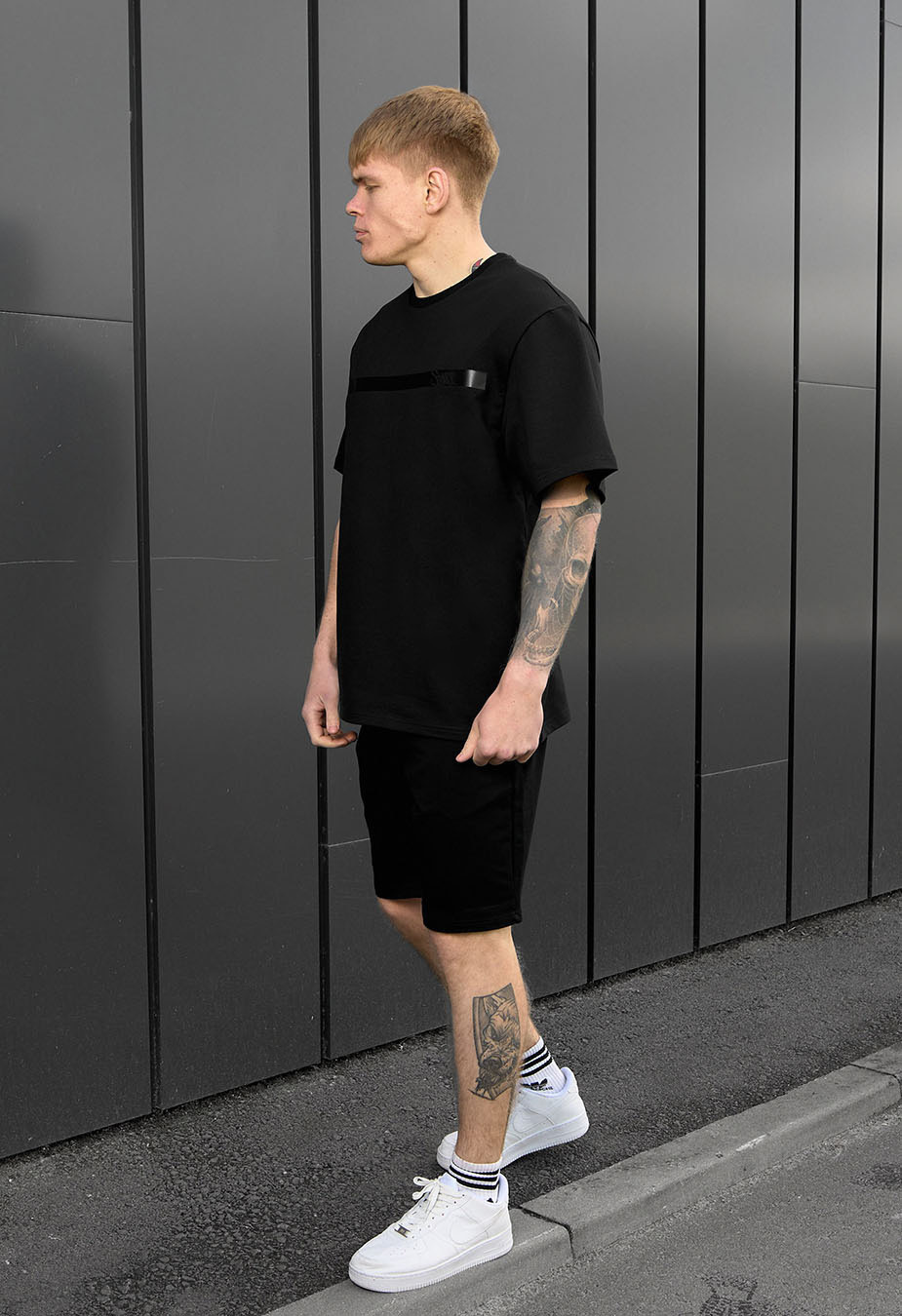 Set de vară tricou + pantaloni scurți Staff ra black oversize