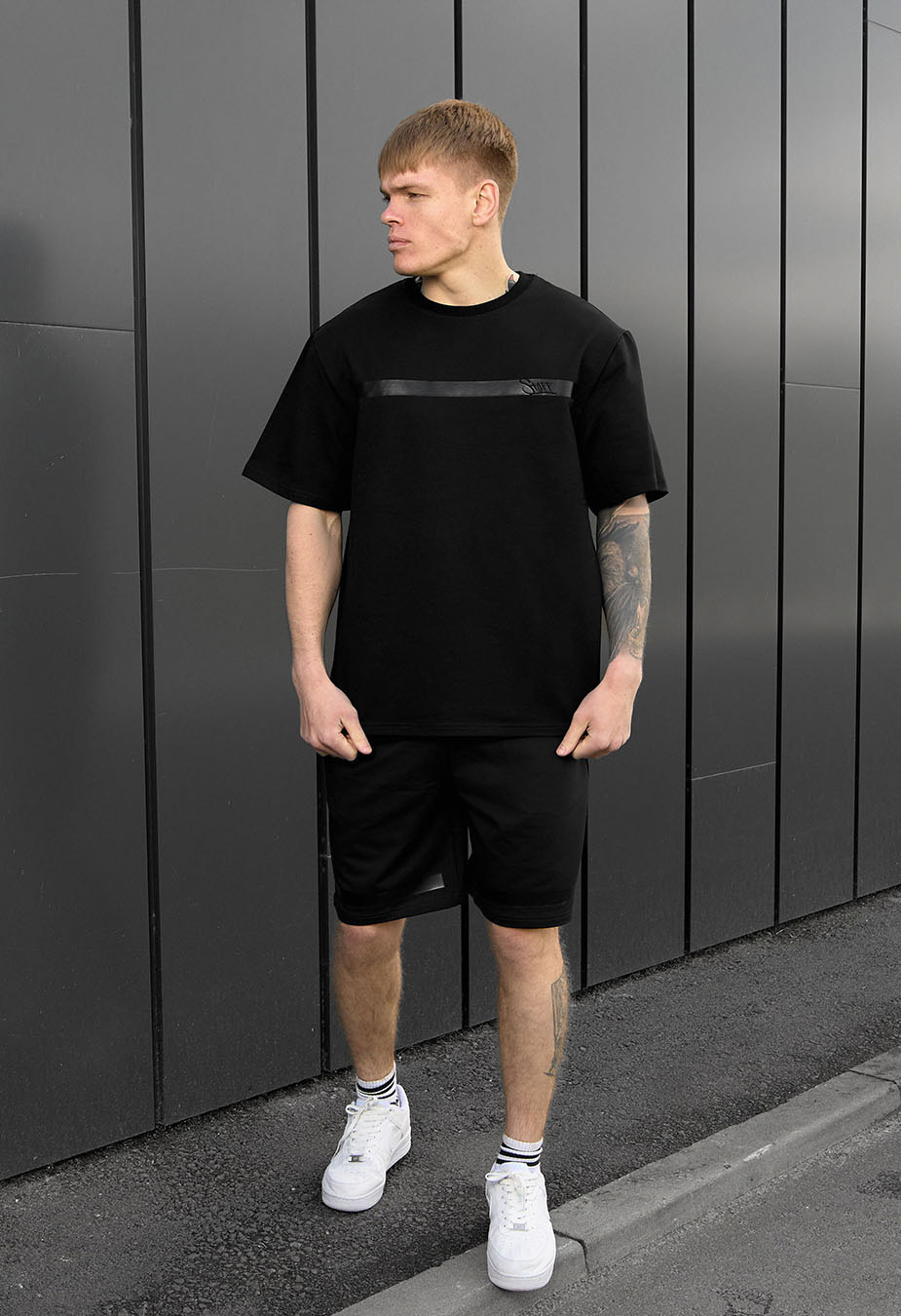 Set de vară tricou + pantaloni scurți Staff ra black oversize