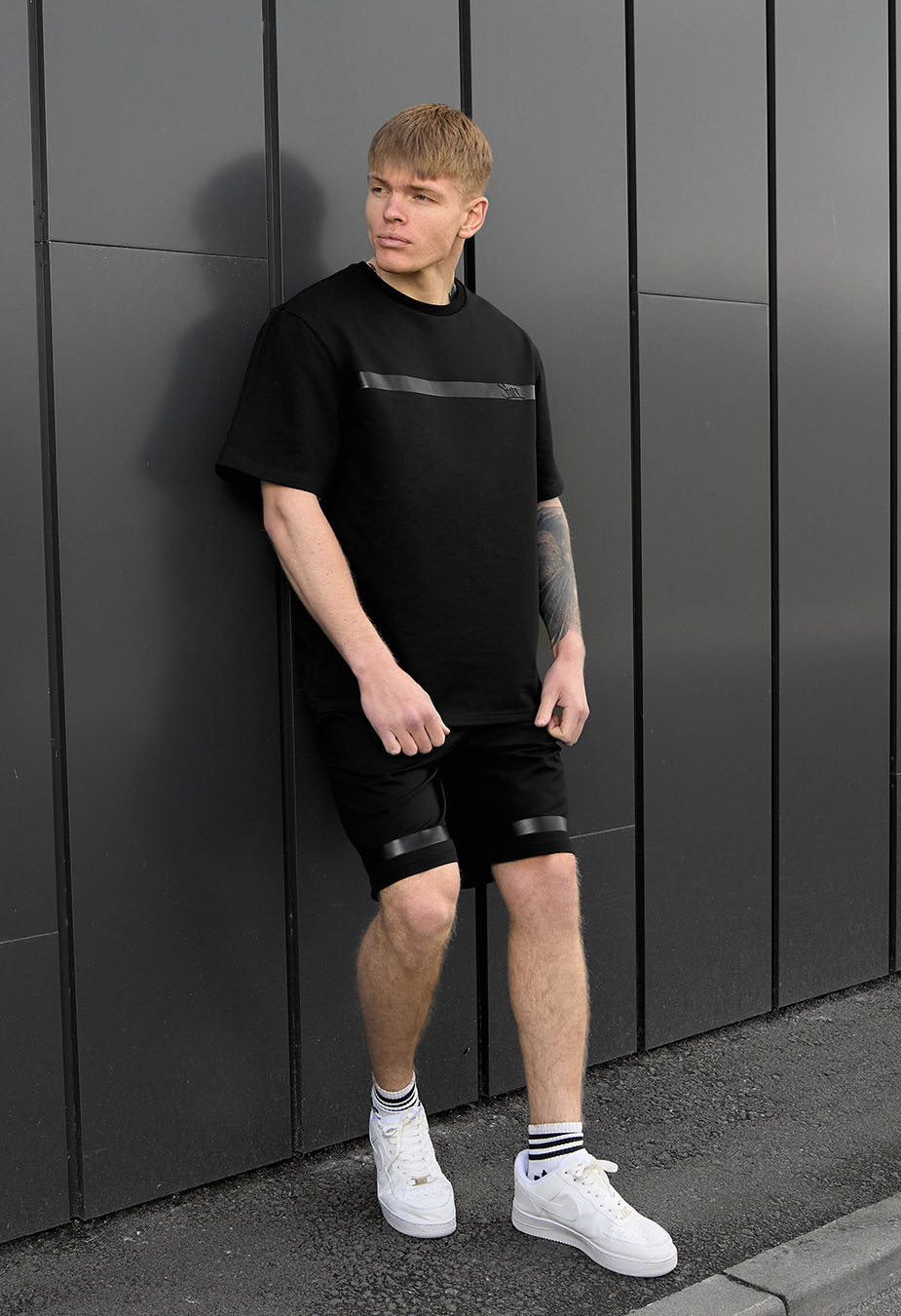 Set de vară tricou + pantaloni scurți Staff ra black oversize