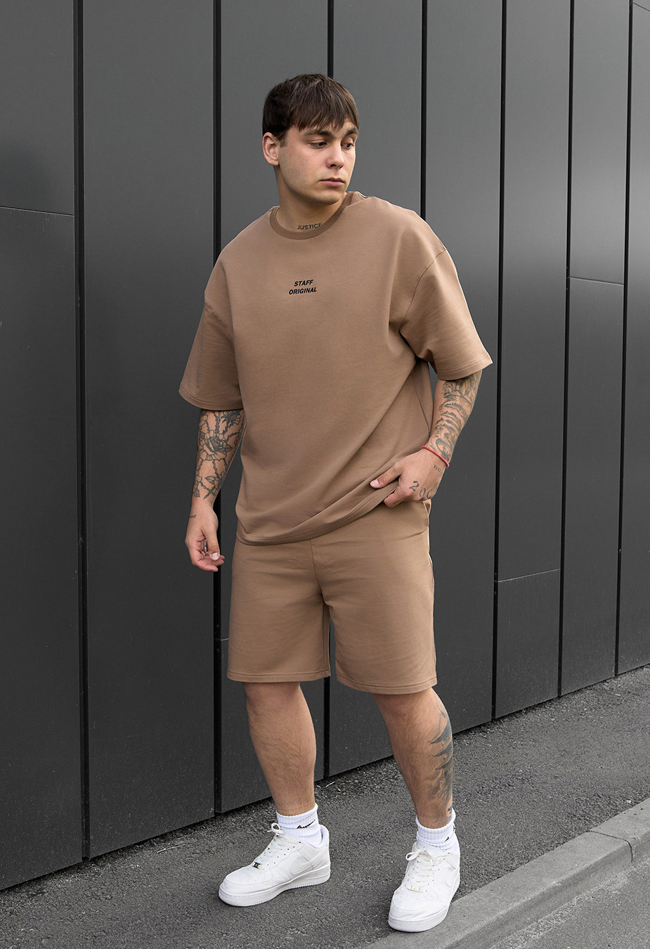 Set de vară tricou + pantaloni scurți Staff no brown oversize