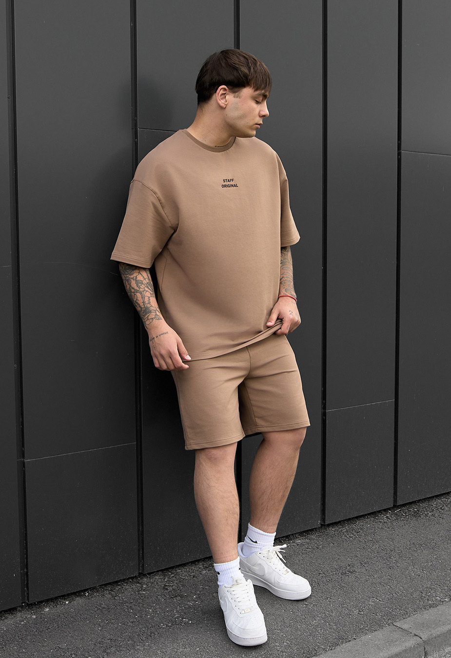 Set de vară tricou + pantaloni scurți Staff no brown oversize