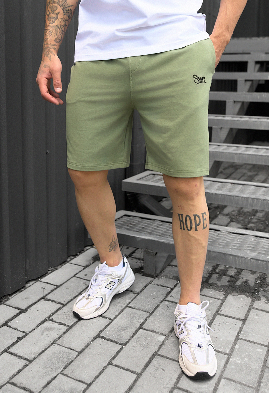 Pantaloni scurți tricotați Staff green logo