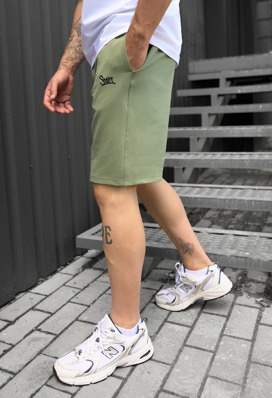 Pantaloni scurți tricotați Staff green logo
