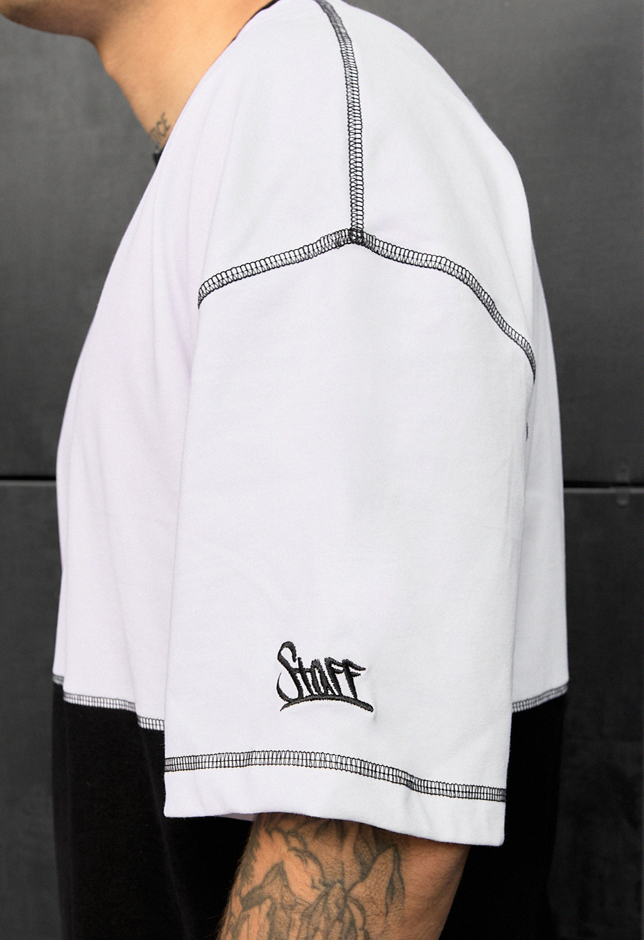 Tricou Staff bli black & white oversize