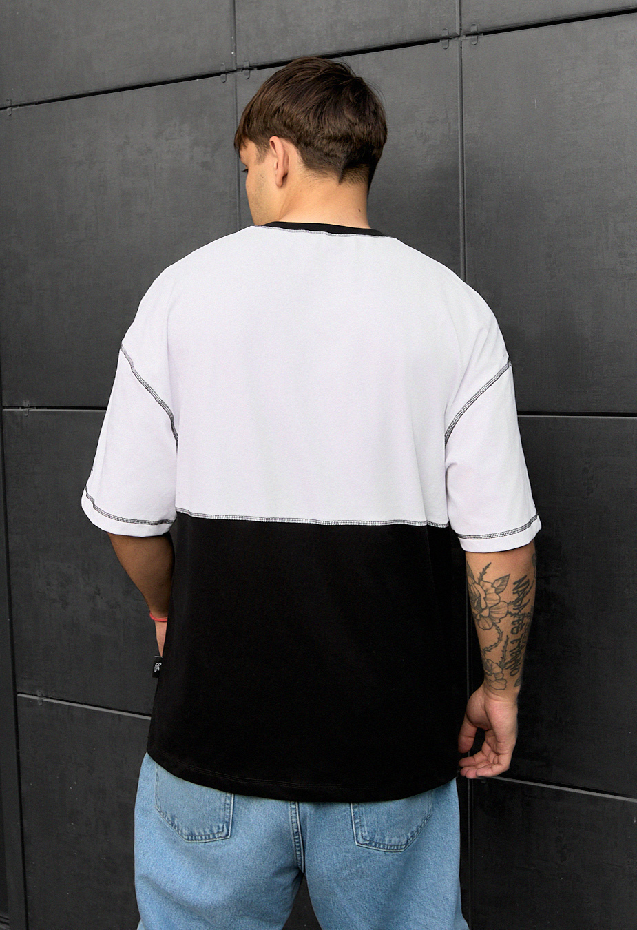 Tricou Staff bli black & white oversize