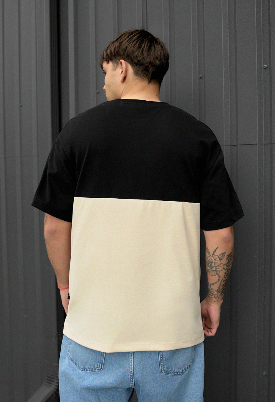 Tricou Staff black & milk logo oversize