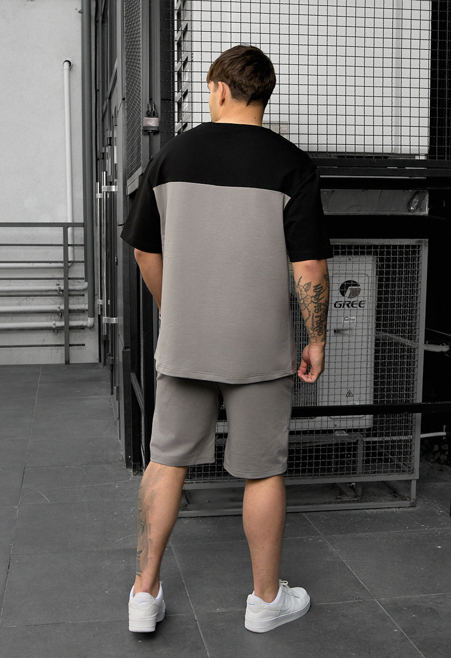 Set de vară tricou + pantaloni scurți Staff ko black & gray2 oversize
