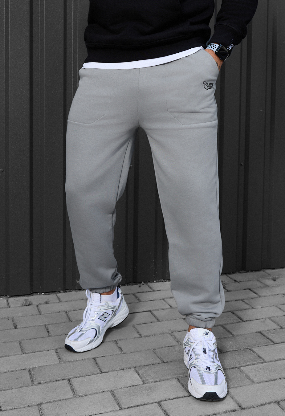 Pantaloni de trening Staff logo light gray