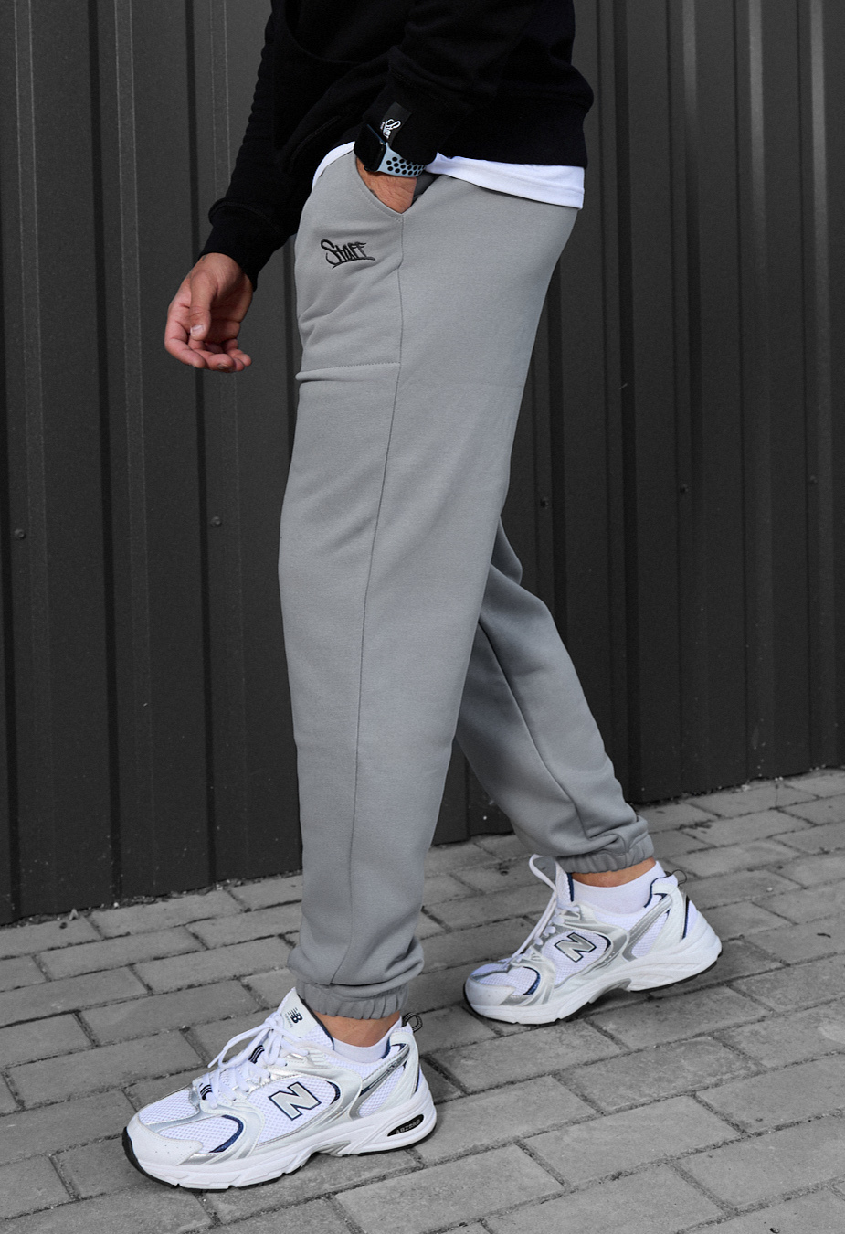 Pantaloni de trening Staff logo light gray
