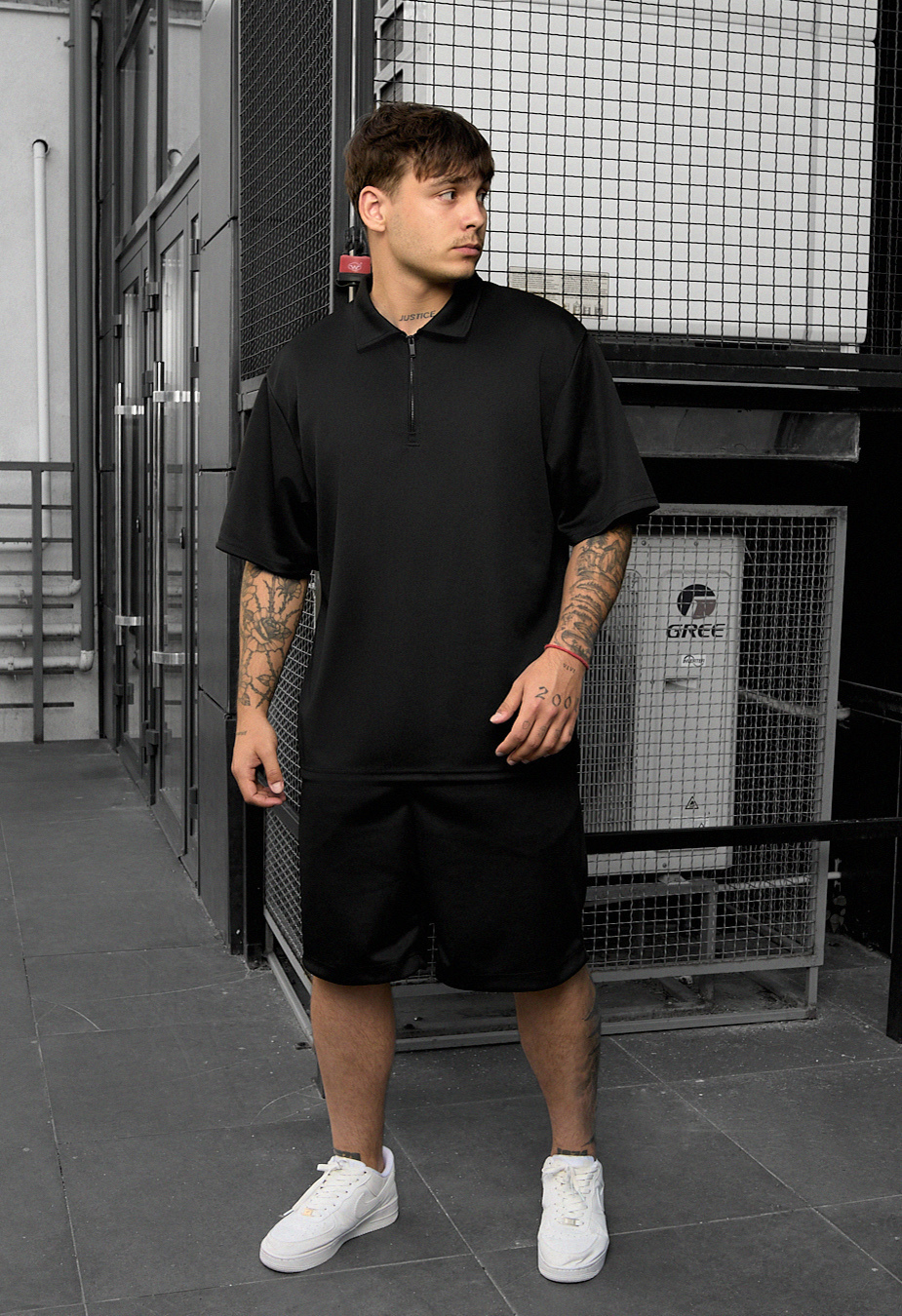 Set de vară tricou + pantaloni scurți Staff spo black oversize