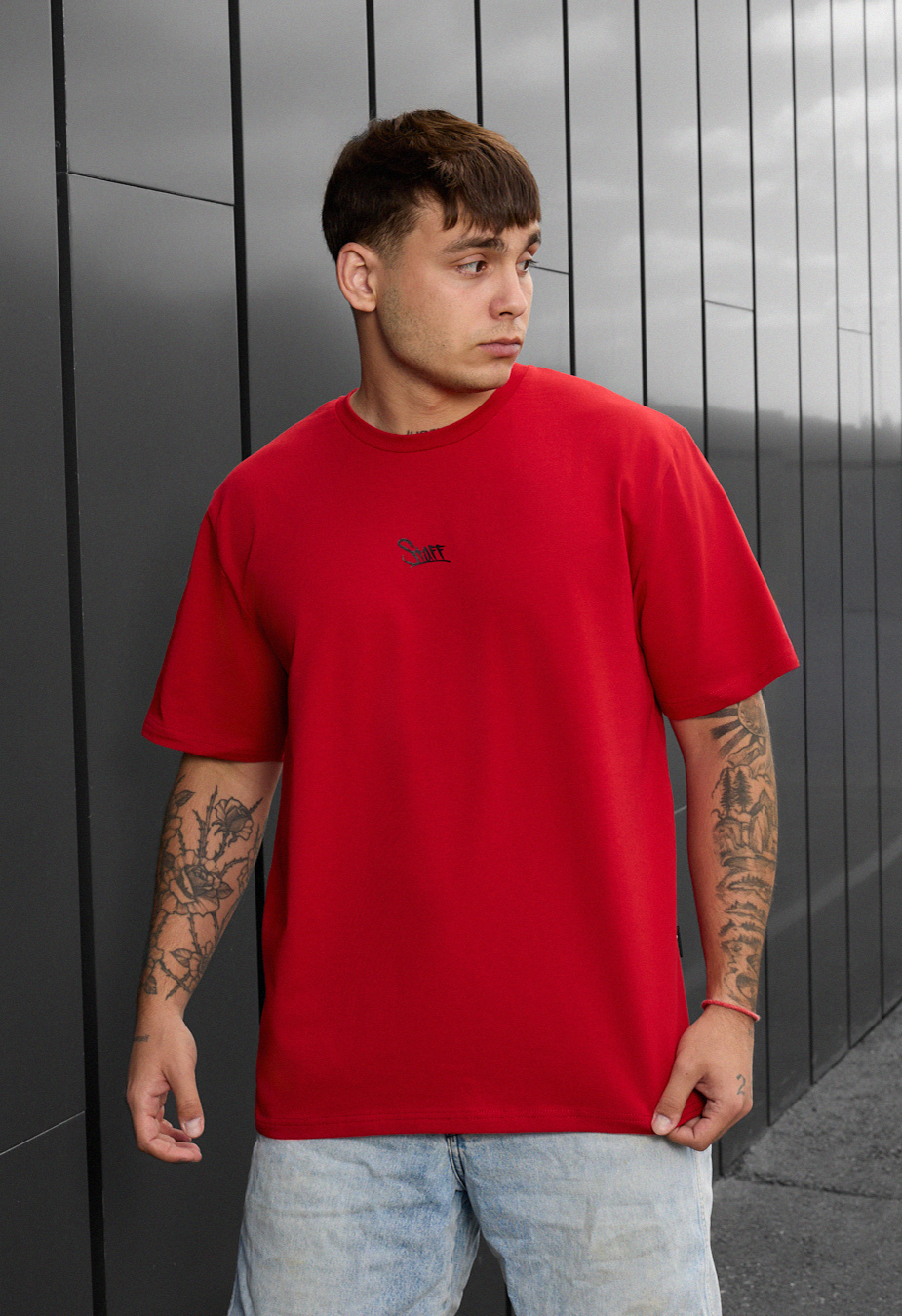 Tricou Staff red logo reflective