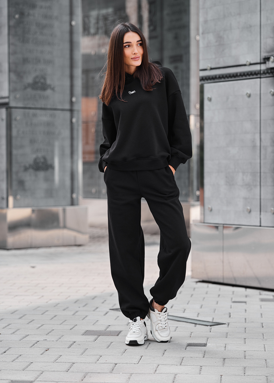 Costum de trening de damă Staff sem black oversize fleece