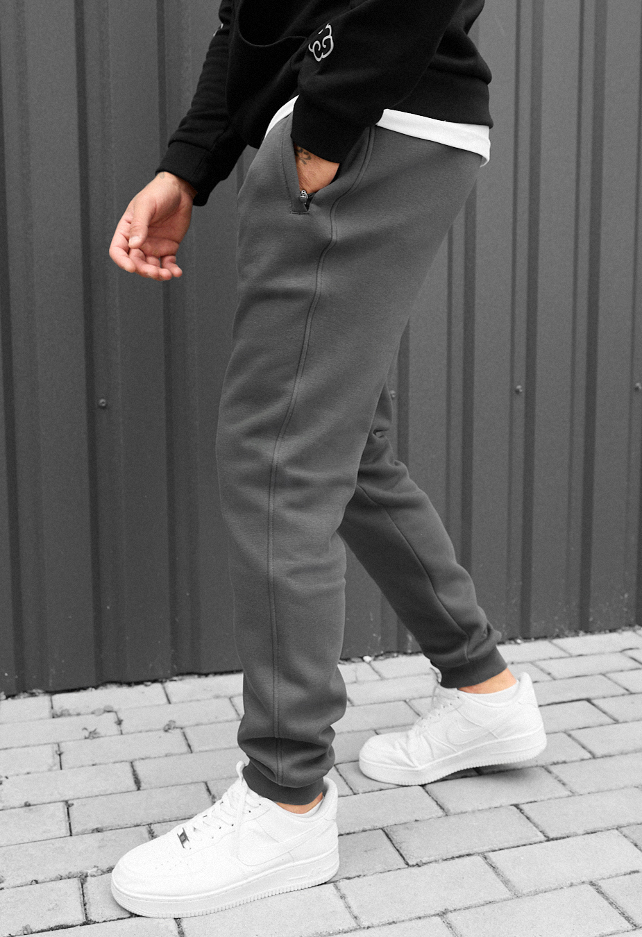 Pantaloni de trening Staff ho dark gray fleece