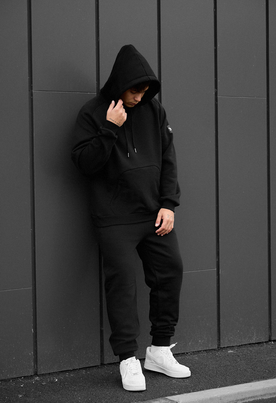 Costum de trening Staff es black oversize fleece