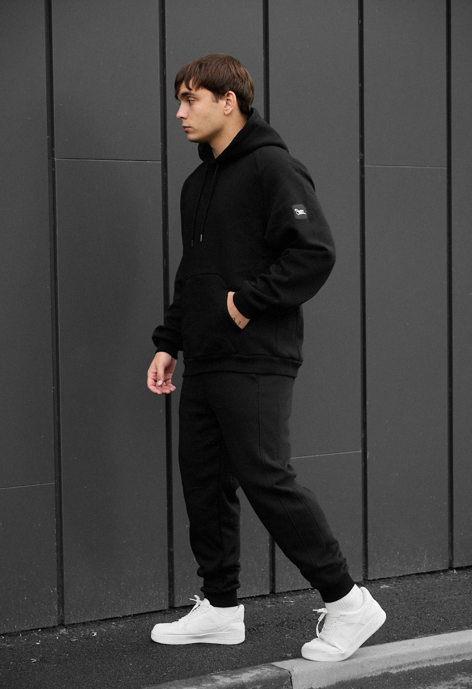 Costum de trening Staff es black oversize fleece