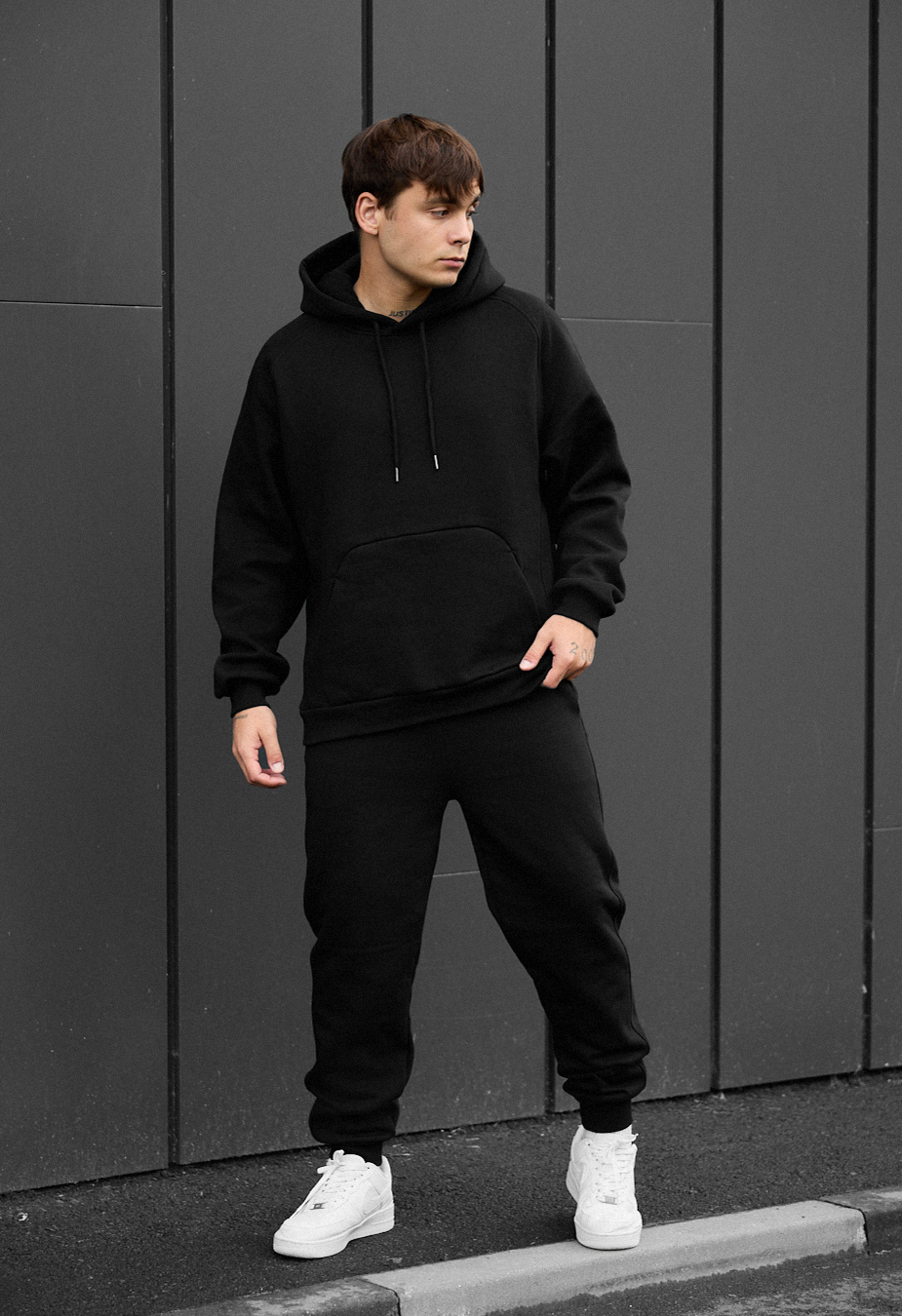 Costum de trening Staff es black oversize fleece