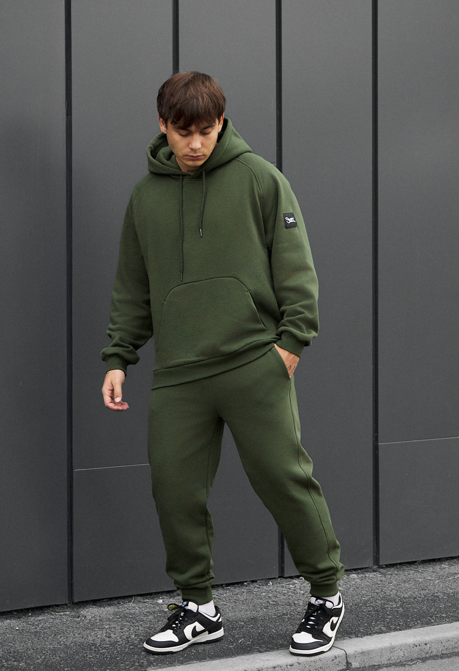 Costum de trening Staff es khaki oversize fleece
