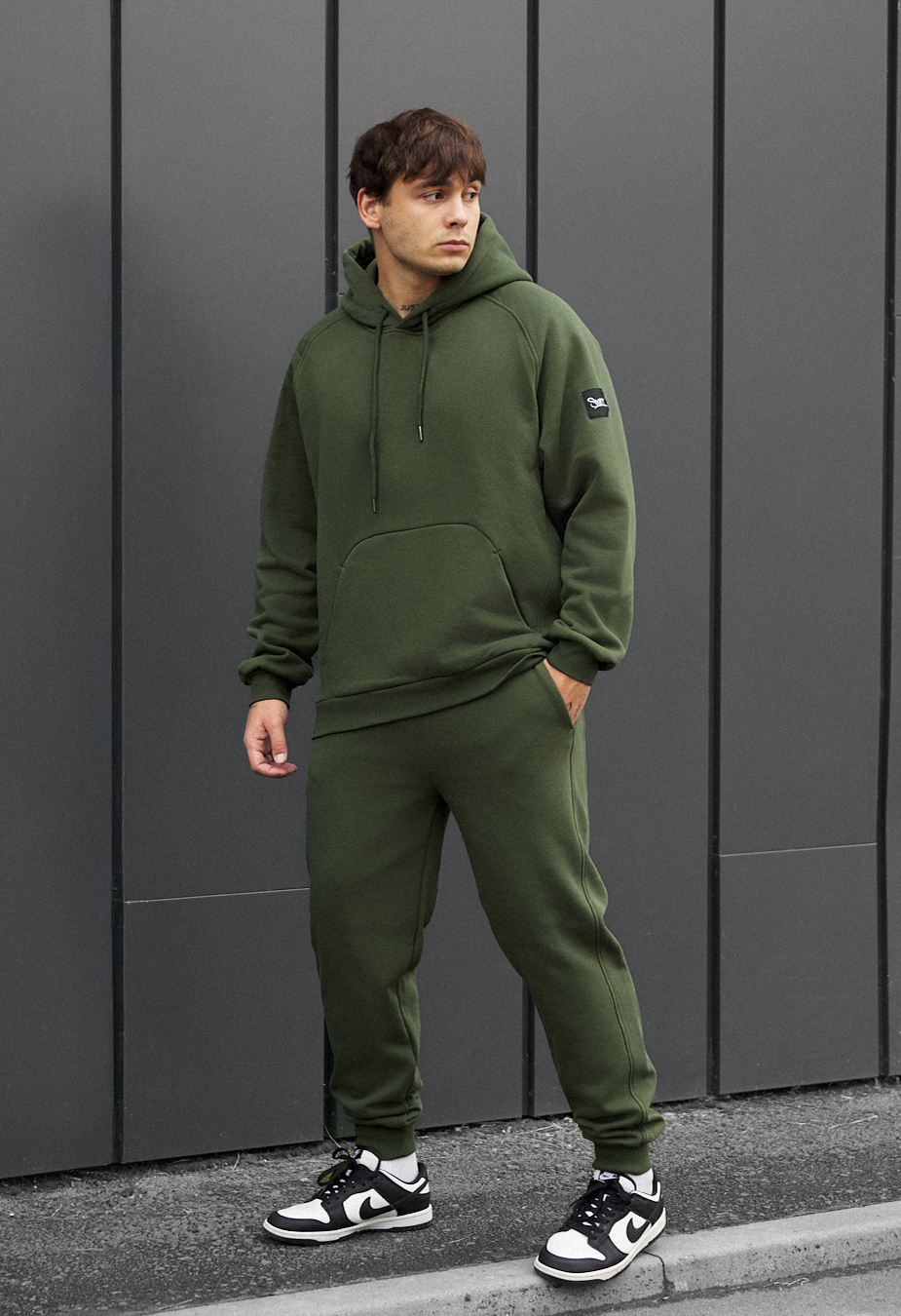 Costum de trening Staff es khaki oversize fleece