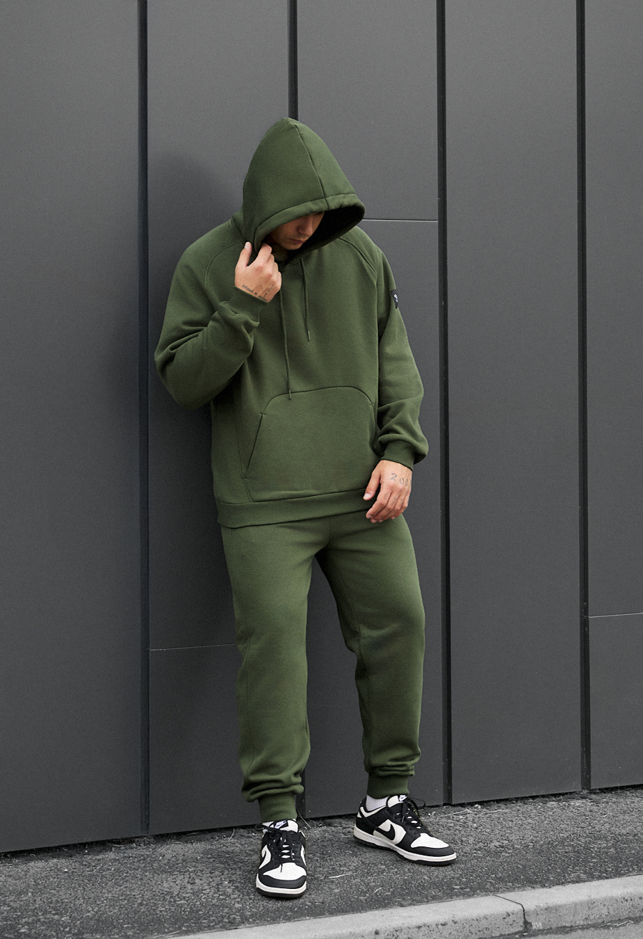 Costum de trening Staff es khaki oversize fleece