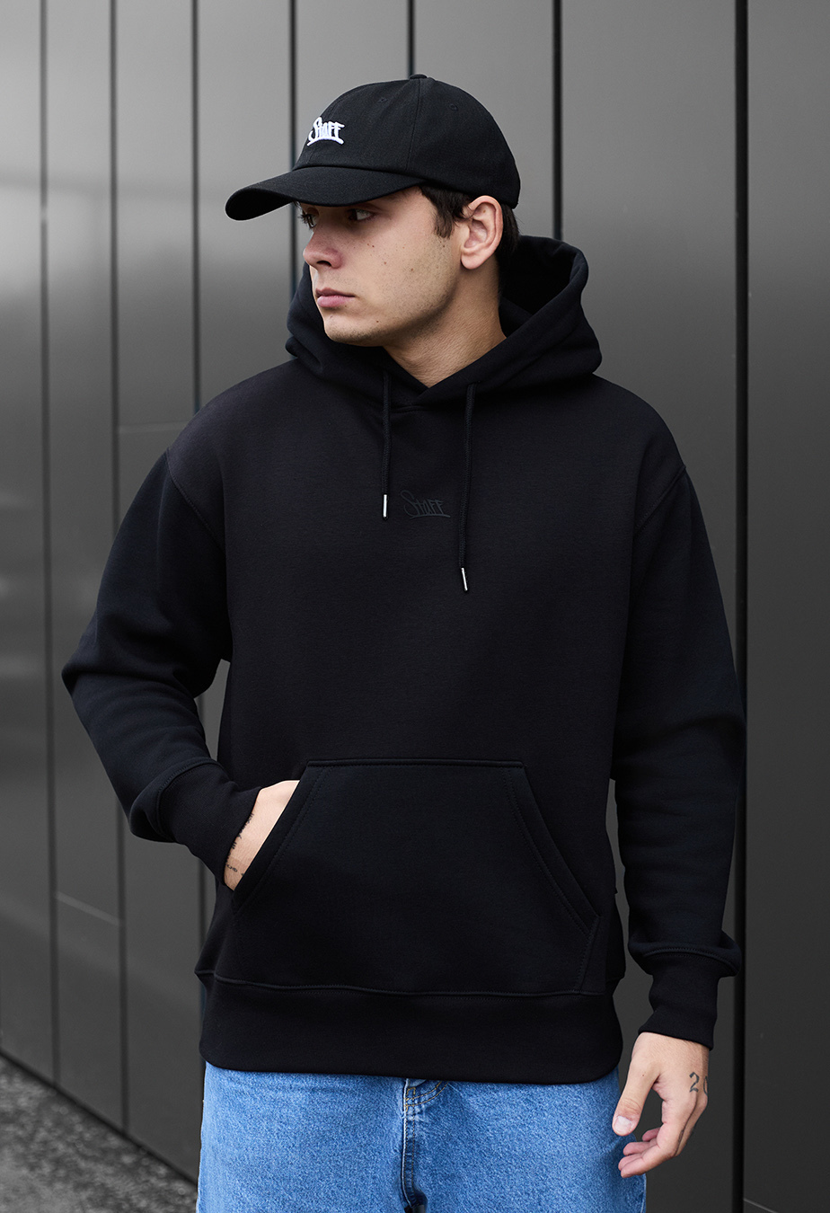 Hanorac Staff black logo oversize fleece