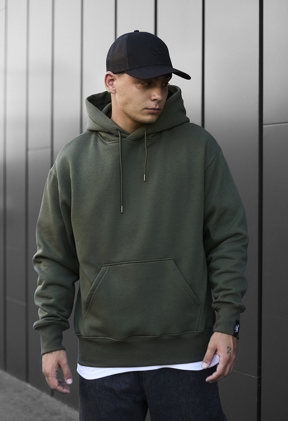 Hanorac Staff khaki basic oversize fleece