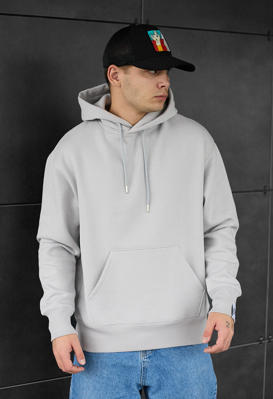 Hanorac Staff light gray basic oversize fleece