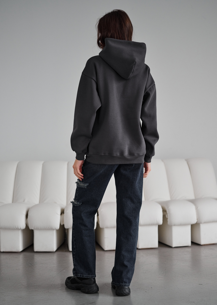 Hanorac de damă Staff dark gray logo oversize fleece