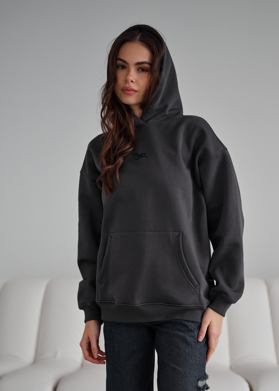 Hanorac de damă Staff dark gray logo oversize fleece