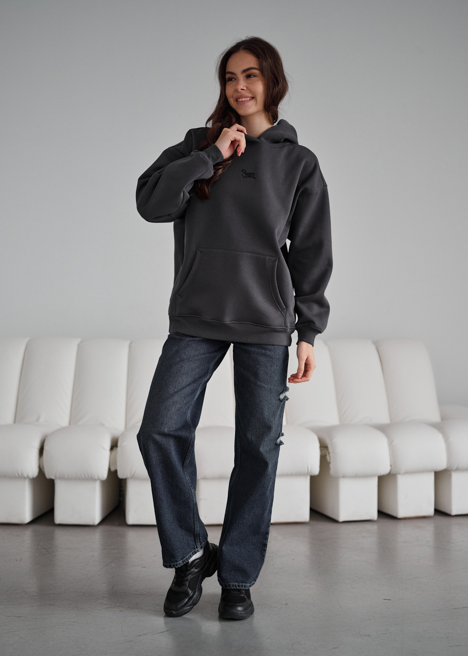 Hanorac de damă Staff dark gray logo oversize fleece