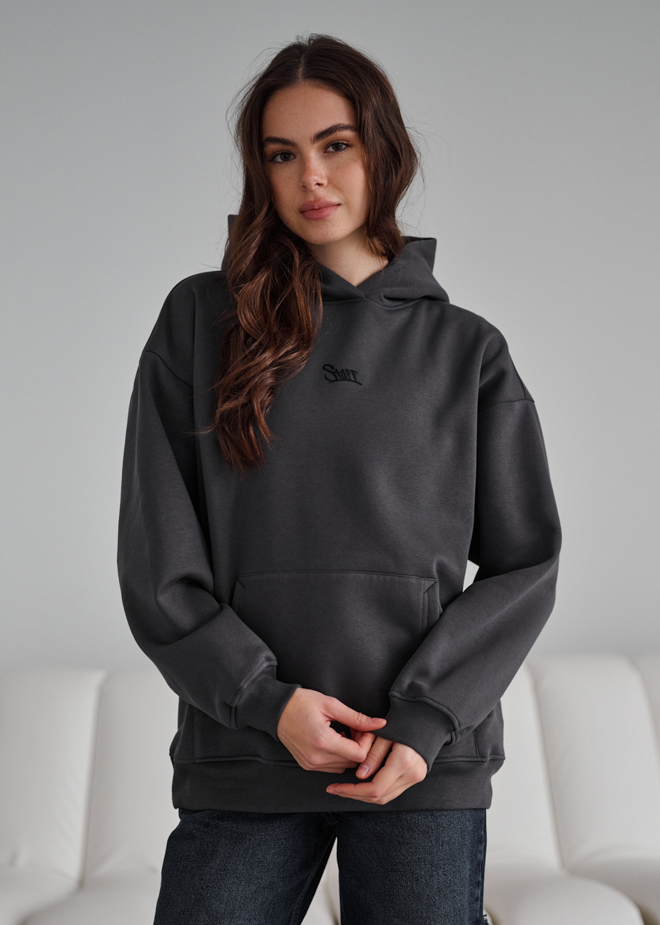 Hanorac de damă Staff dark gray logo oversize fleece