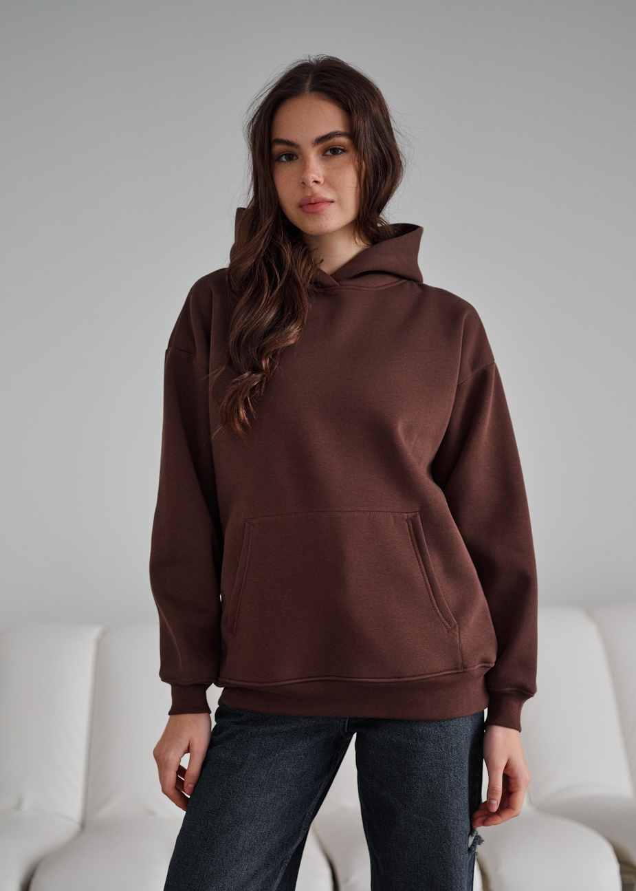 Hanorac de damă Staff brown oversize fleece