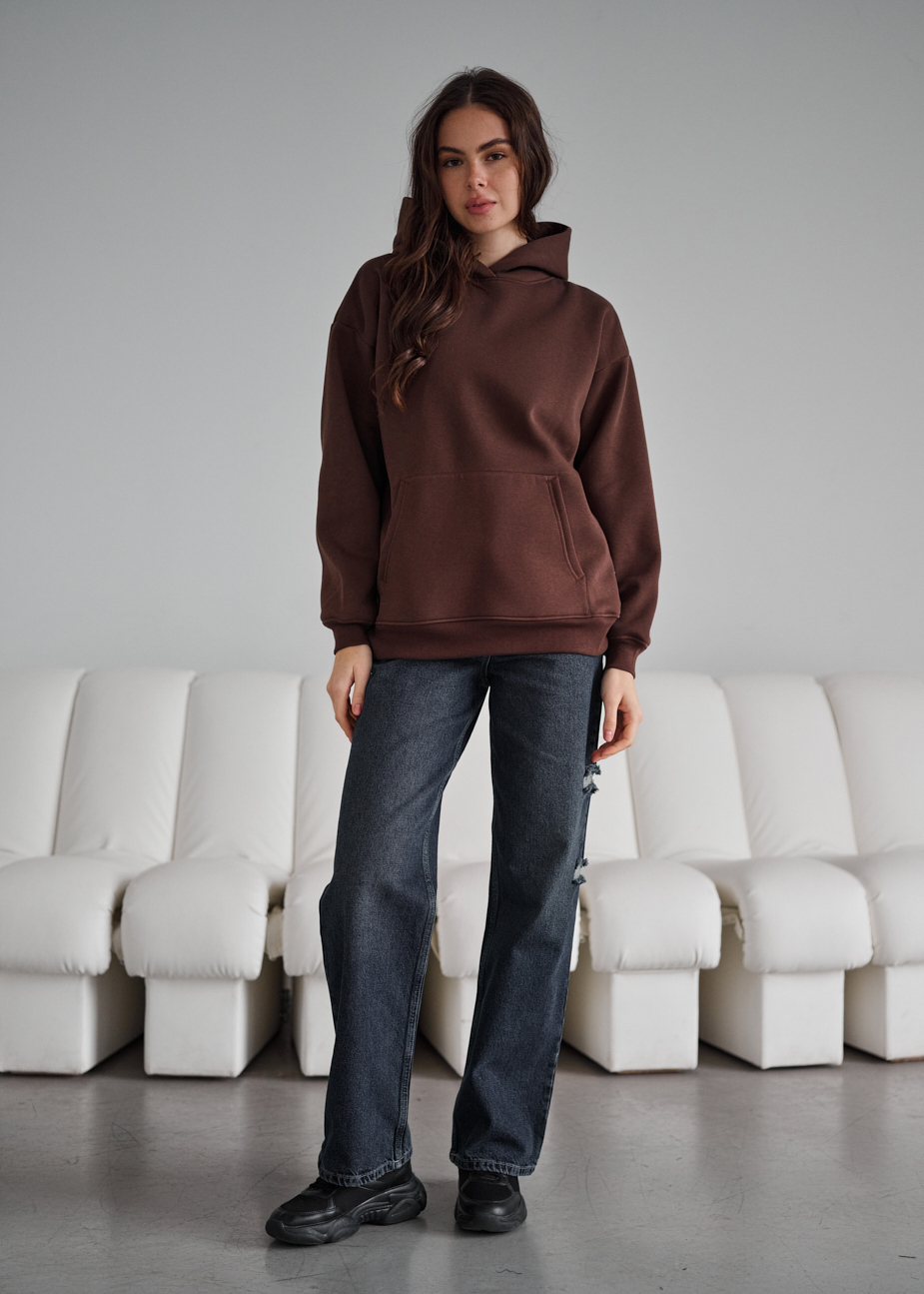 Hanorac de damă Staff brown oversize fleece