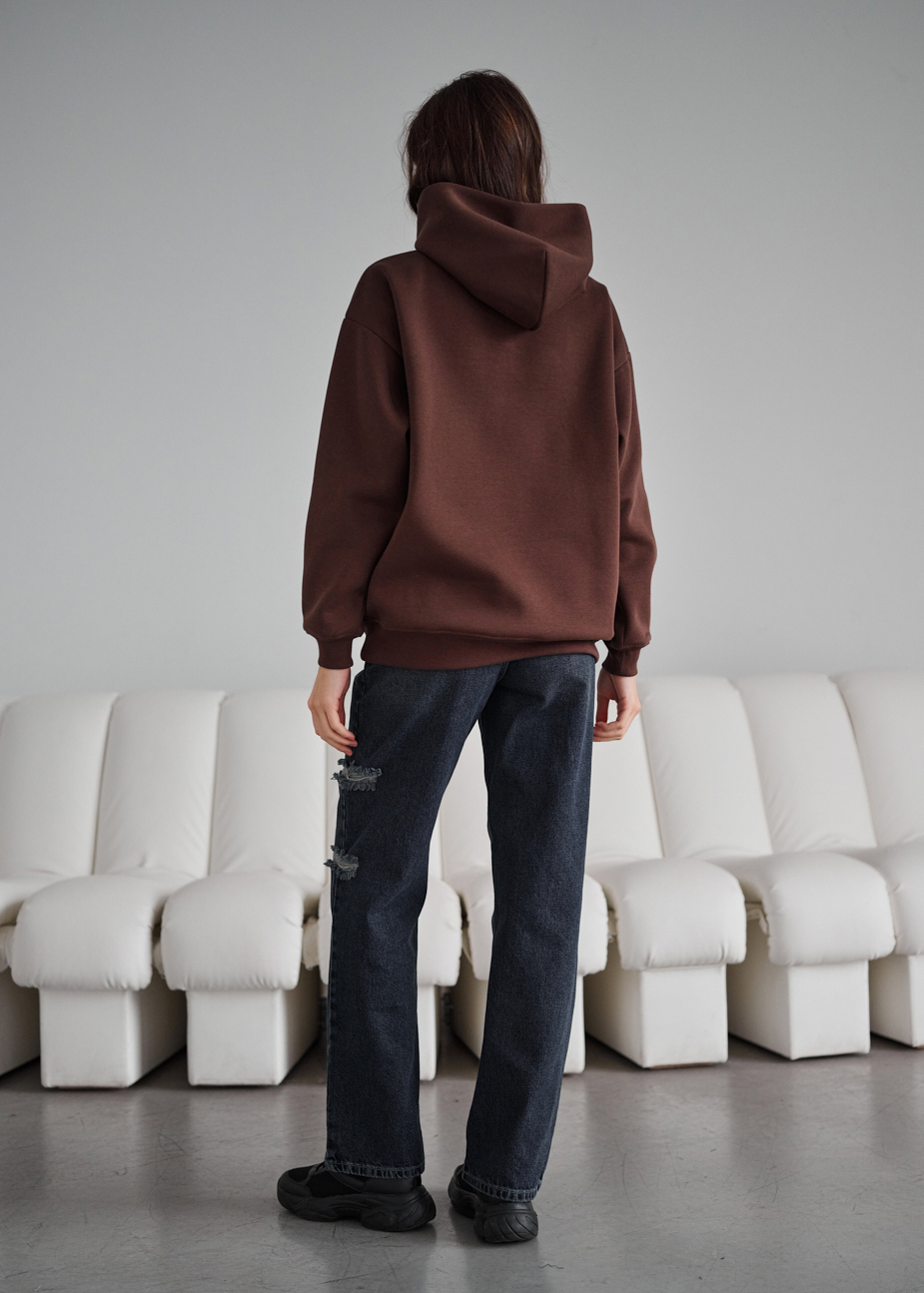 Hanorac de damă Staff brown oversize fleece