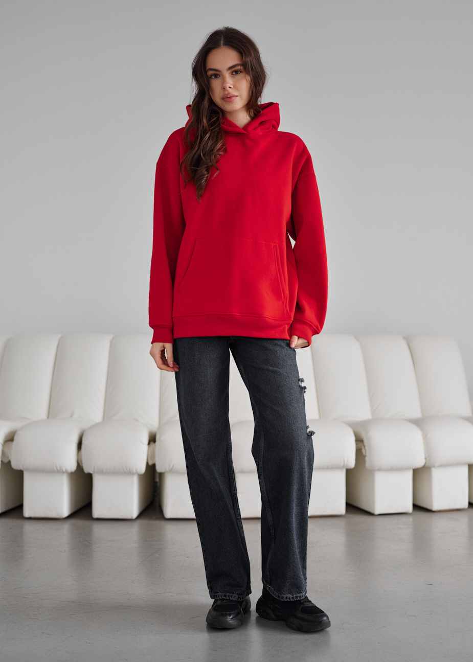 Hanorac de damă Staff red oversize fleece