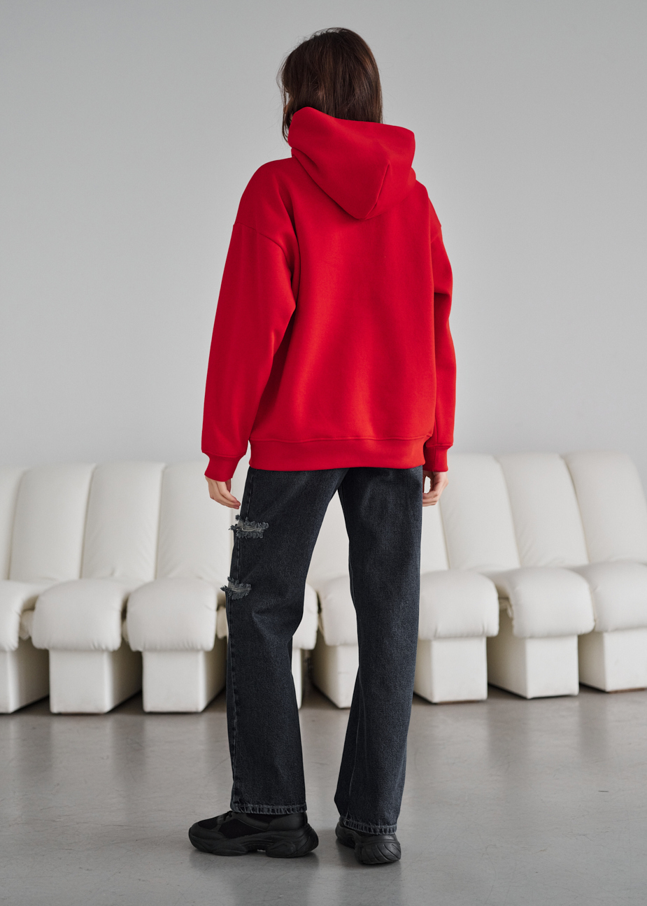 Hanorac de damă Staff red oversize fleece