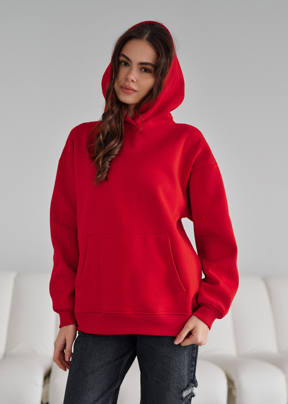 Hanorac de damă Staff red oversize fleece