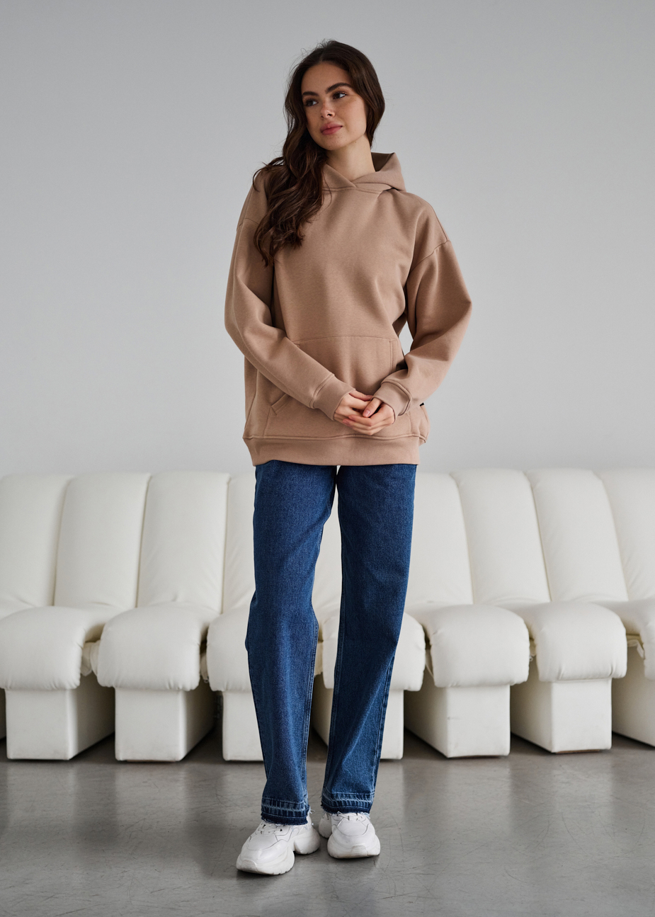 Hanorac de damă Staff beige oversize fleece