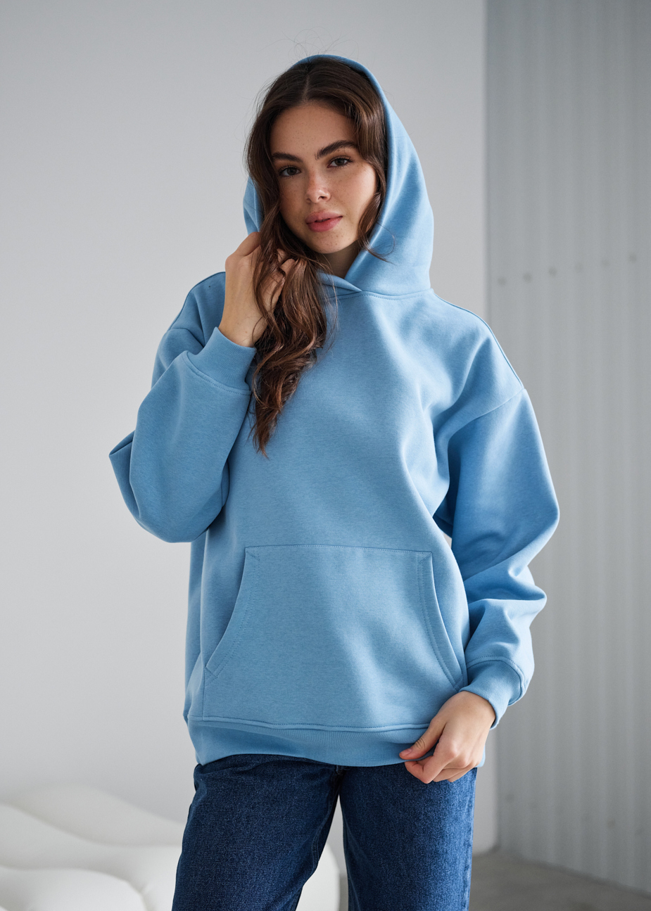 Hanorac de damă Staff light blue oversize fleece