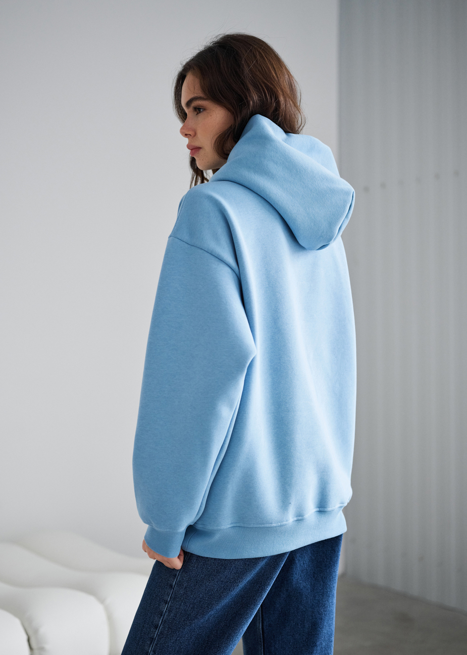 Hanorac de damă Staff light blue oversize fleece