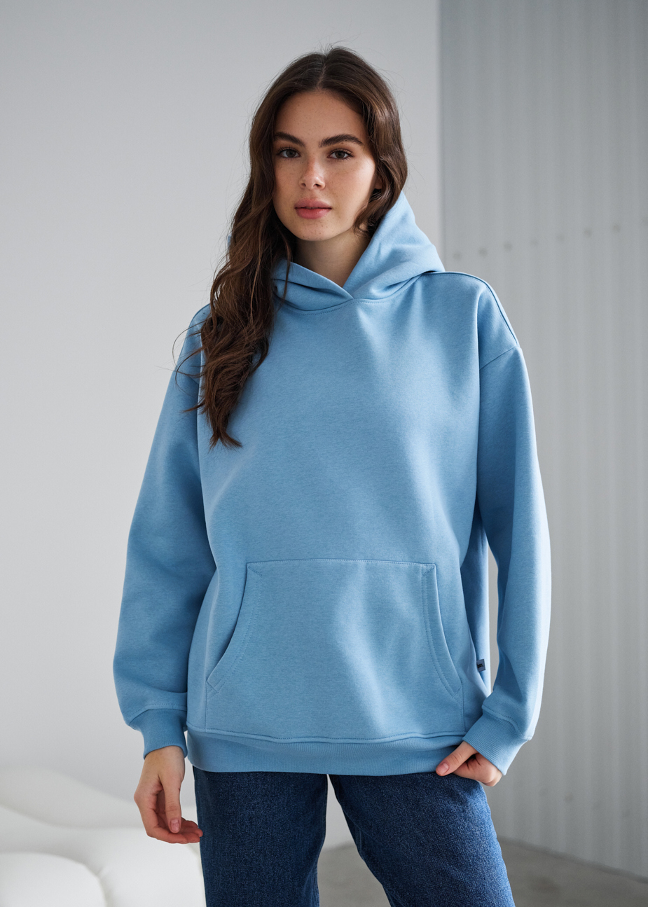 Hanorac de damă Staff light blue oversize fleece