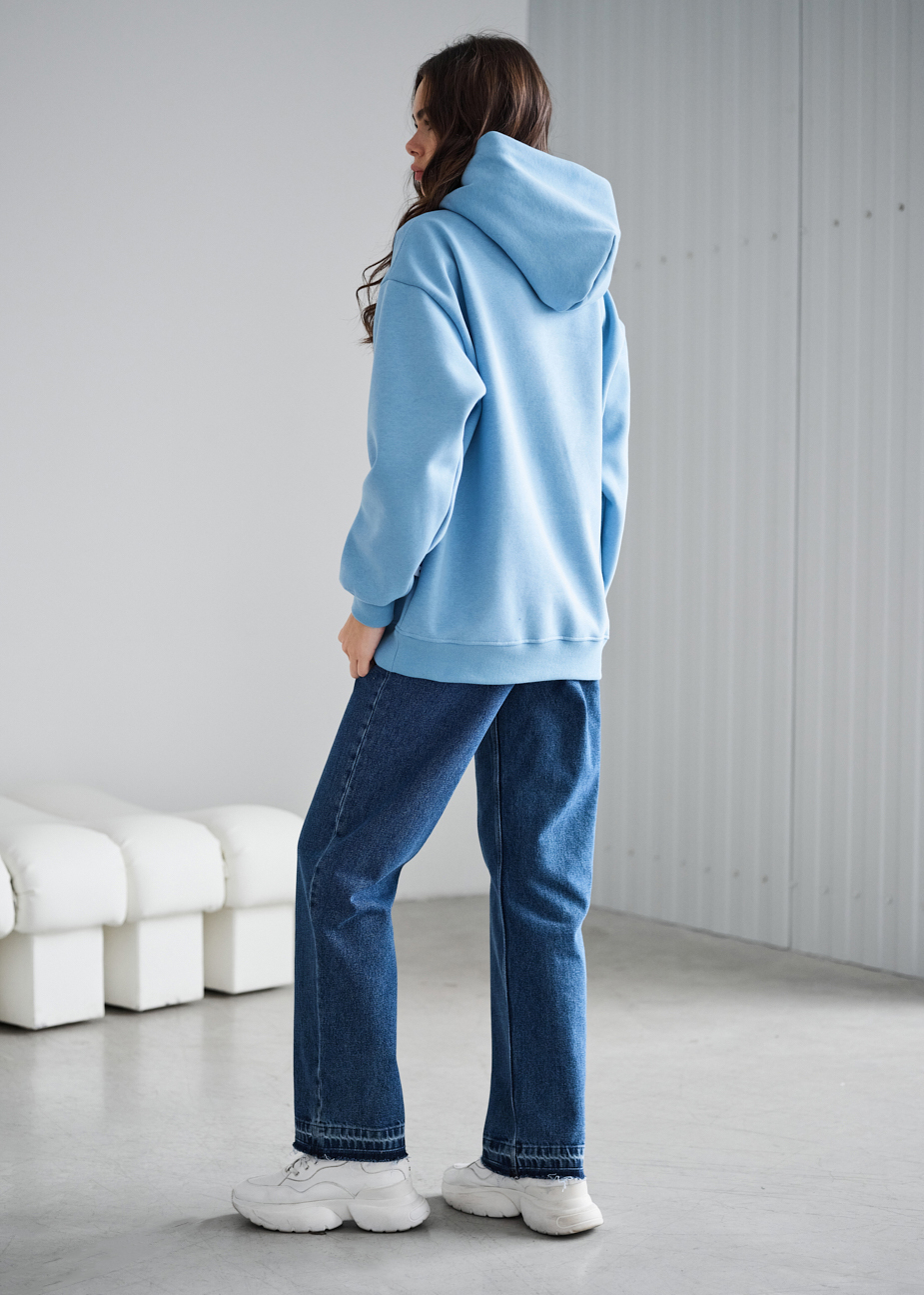 Hanorac de damă Staff light blue oversize fleece