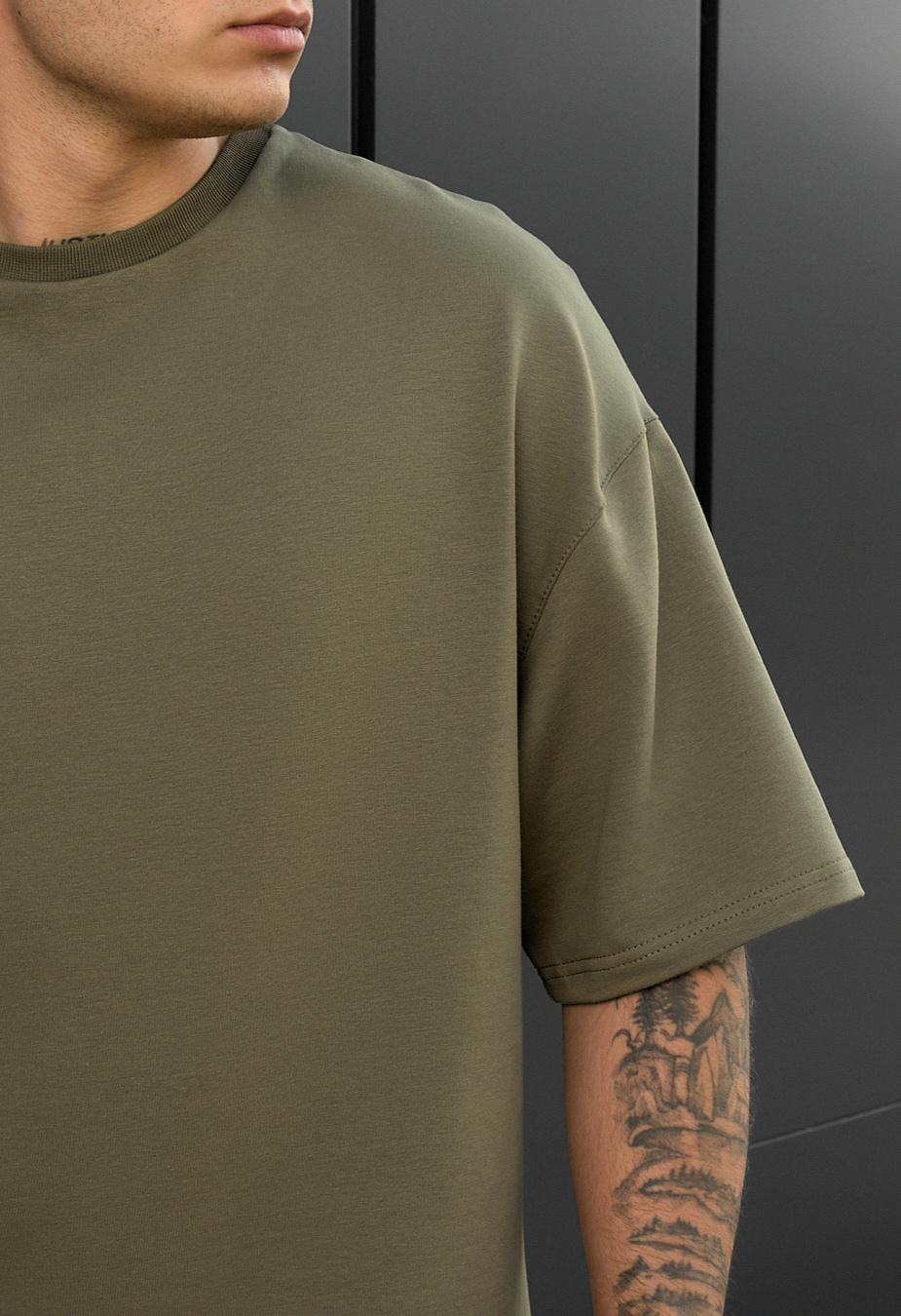 Tricou Staff khaki oversize premium