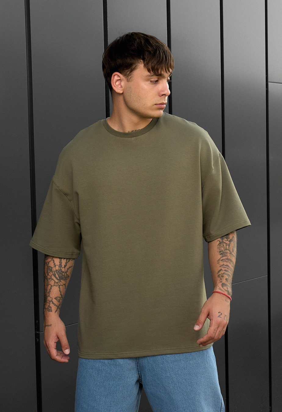 Tricou Staff khaki oversize premium